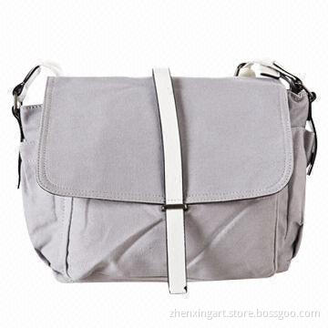 Canvas Shoulder Bag, PU Trimming